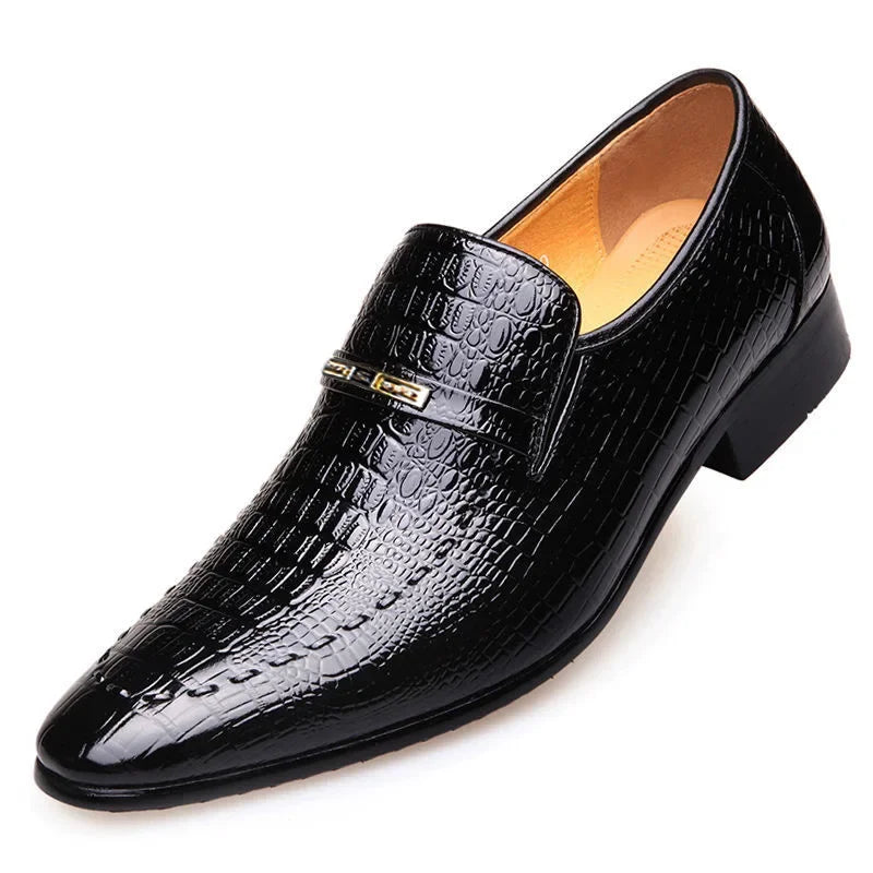 YBQJOO Men's PU Leather Slip-On Oxford Dress Shoes