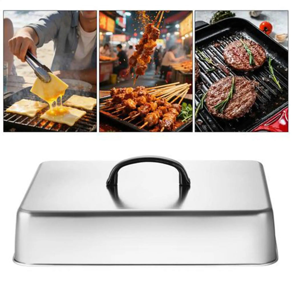Rectangular Stainless Steel Basting Cover | BBQ Grill Lid
