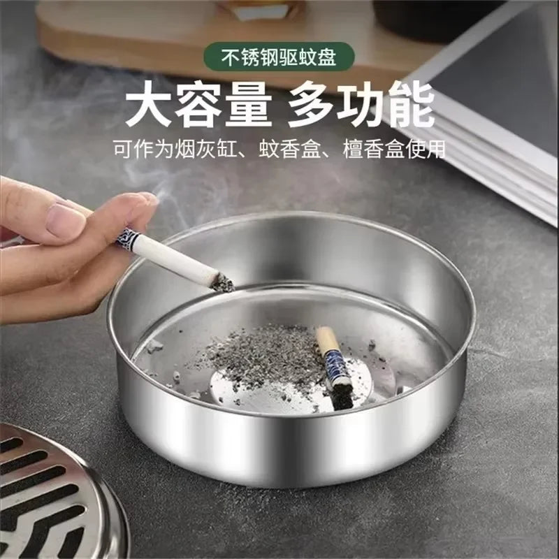 1 Stainless Steel Mosquito Coils Holder Round Tray Cover Easy Clean