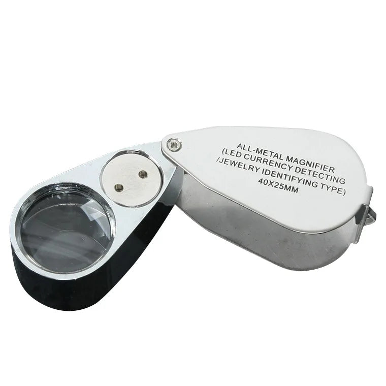40X Folding Magnifier with LED – Jewelry & Banknote Loupe