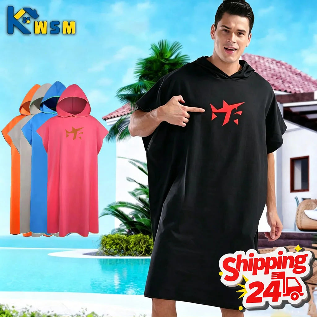 Hooded Microfiber Surf Poncho – Quick-Dry Changing Robe Adults