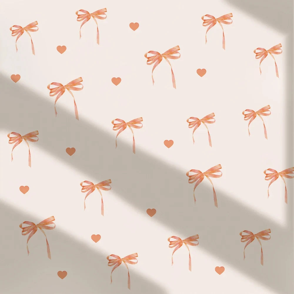 Cute Pink Bow Wall Stickers Boho Bowknot Bedroom Decorative Love