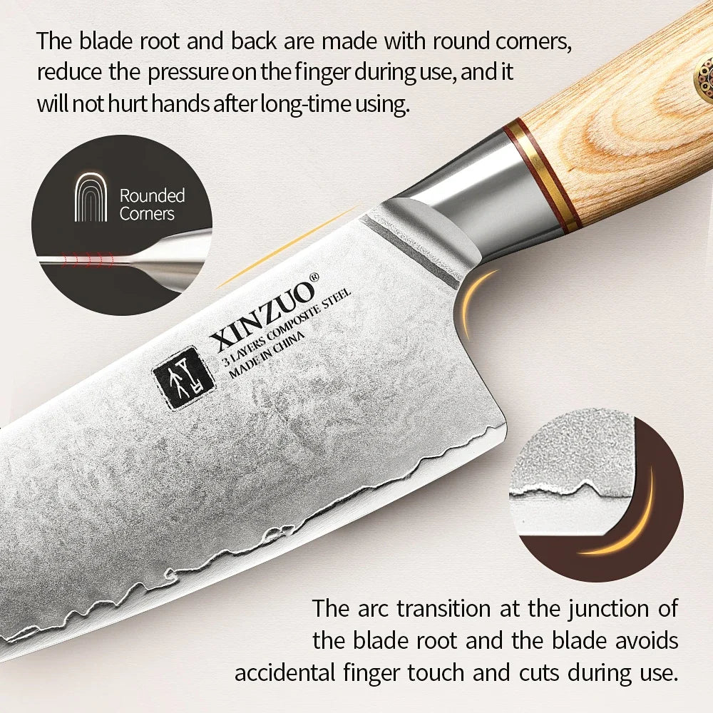 XINZUO 8.5" Japanese Chef Knife – 10Cr15CoMoV Steel Pakkawood