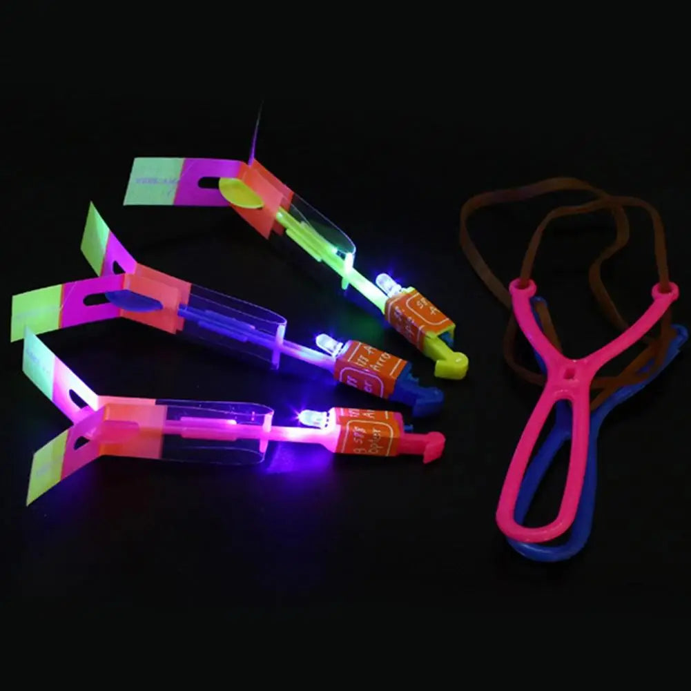 10-Pack LED Light Rockets with Slingshot Launcher – Flying Toy