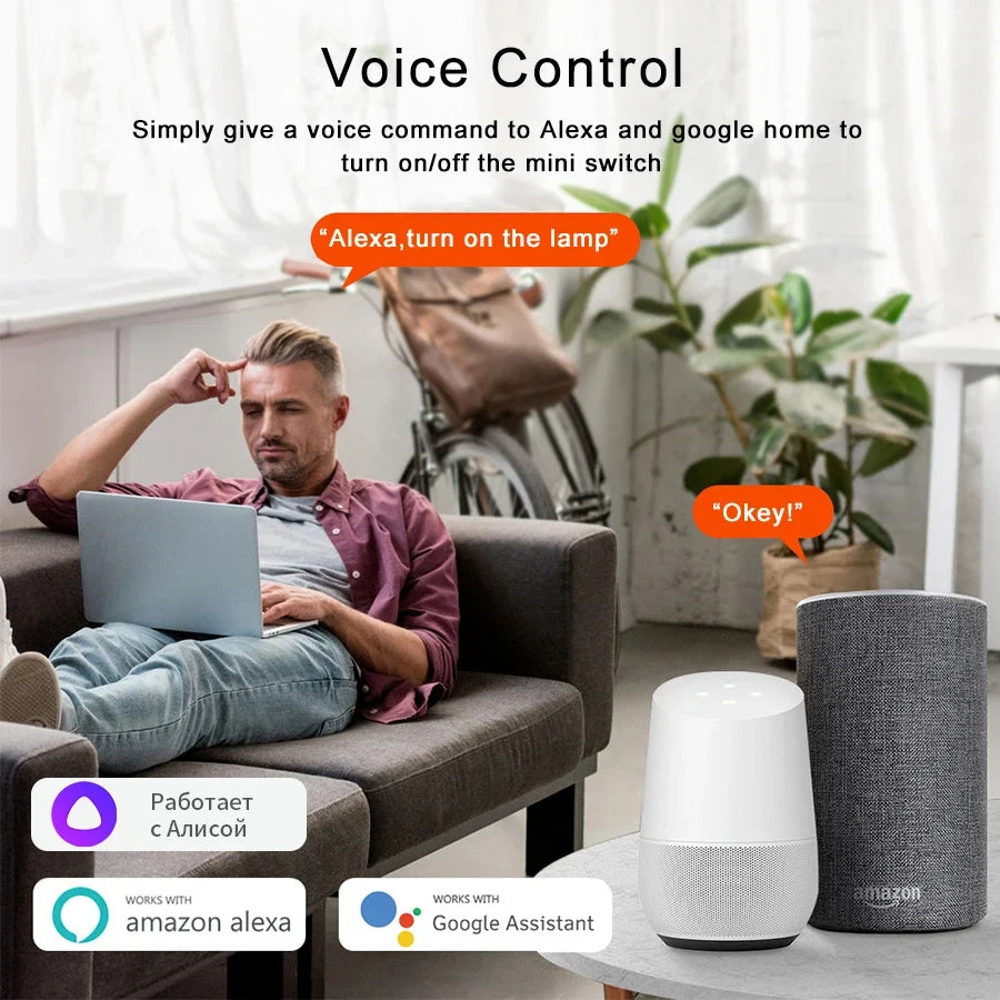 ZigBee/WiFi Tuya Smart Mini Relay Switch | 16A, 2-Way Control, Alexa & Google Home – App, Voice & Remote Control