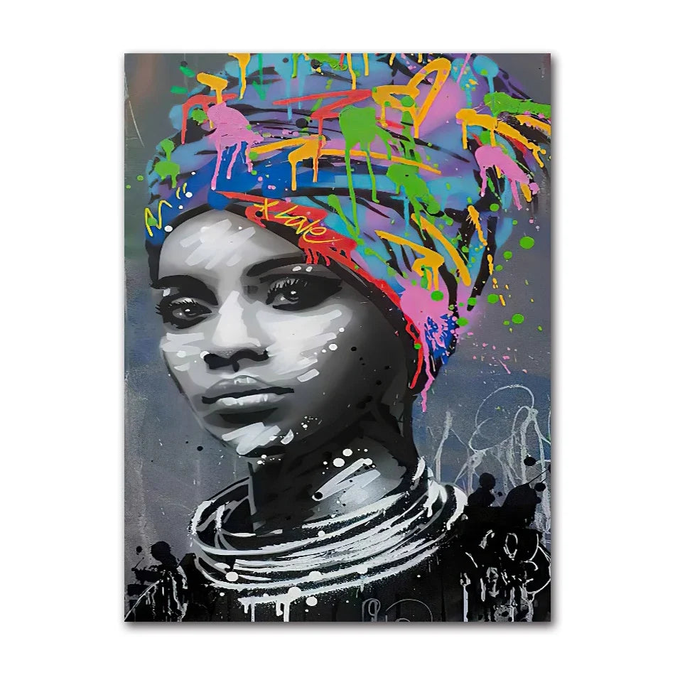 Abstract African Woman Canvas Wall Art Print | Modern Décor