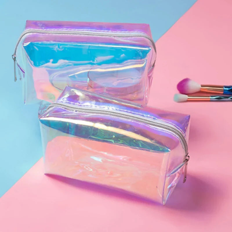 Holographic Makeup Bag – Waterproof TPU Cosmetic Travel Organizer