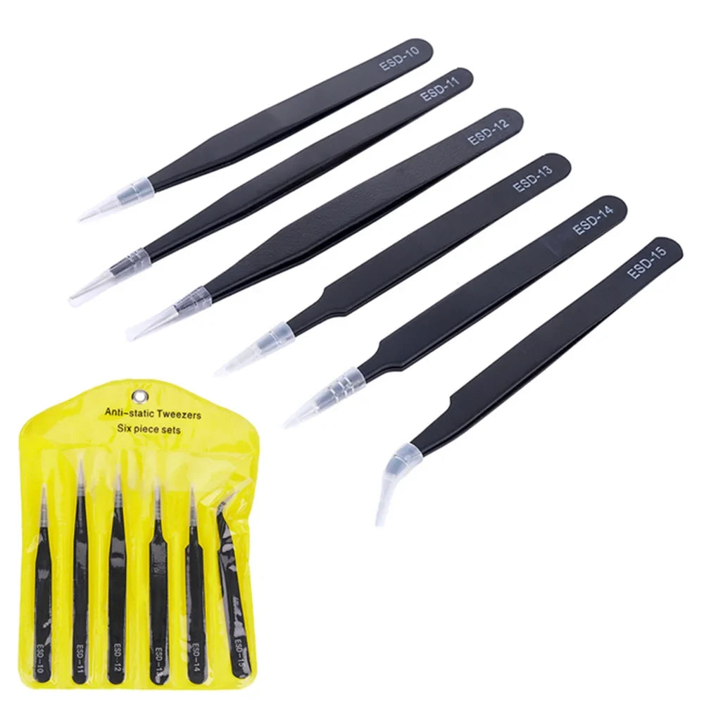 6-Piece ESD Anti-Static Precision Tweezers Set | Electronics
