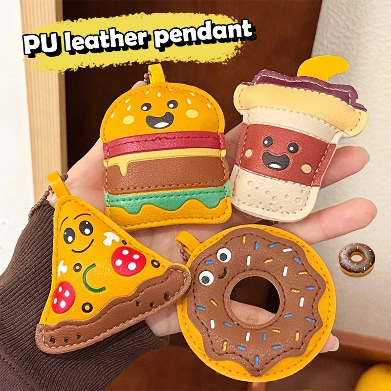 Cute Food Doll PU Leather Keychain Bag Charm Pendant