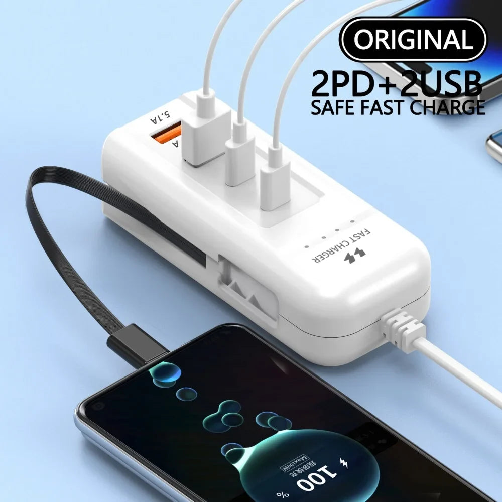 66W 4-Port USB-C Fast Wall Charger | EU US UK Plug Adapter