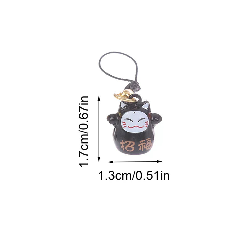 Japanese Lucky Cat Copper Bell Keychain & Bag Pendant