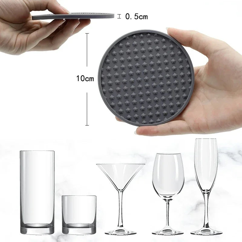 6-Pack Silicone Coasters – Heat Resistant Round Drink Mats 10cm