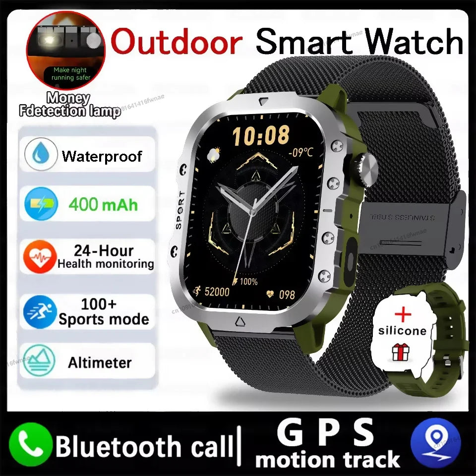 Rugged Military Smart Watches Men Bluetooth Call Health Monitoring AI