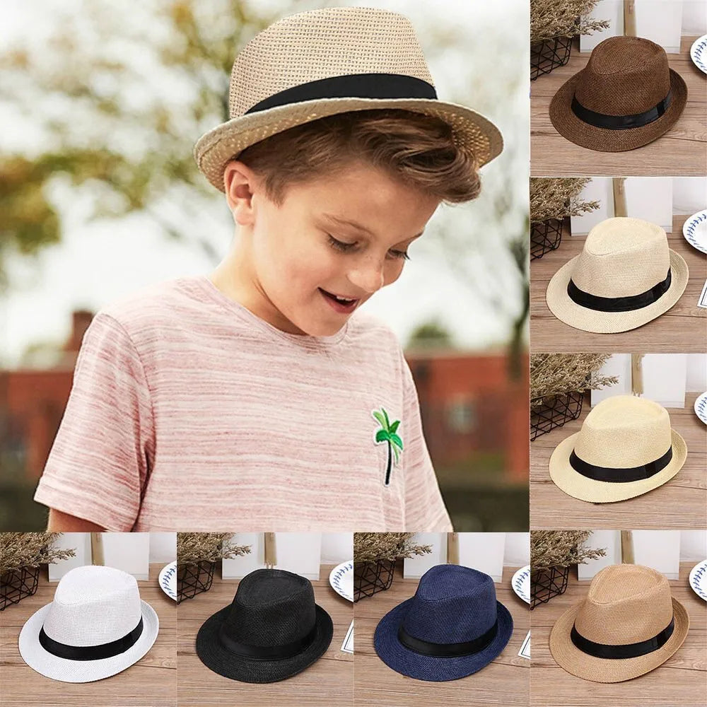 Kids Wide Brim Straw Sun Hat | Panama Beach Hat for Boys & Girls