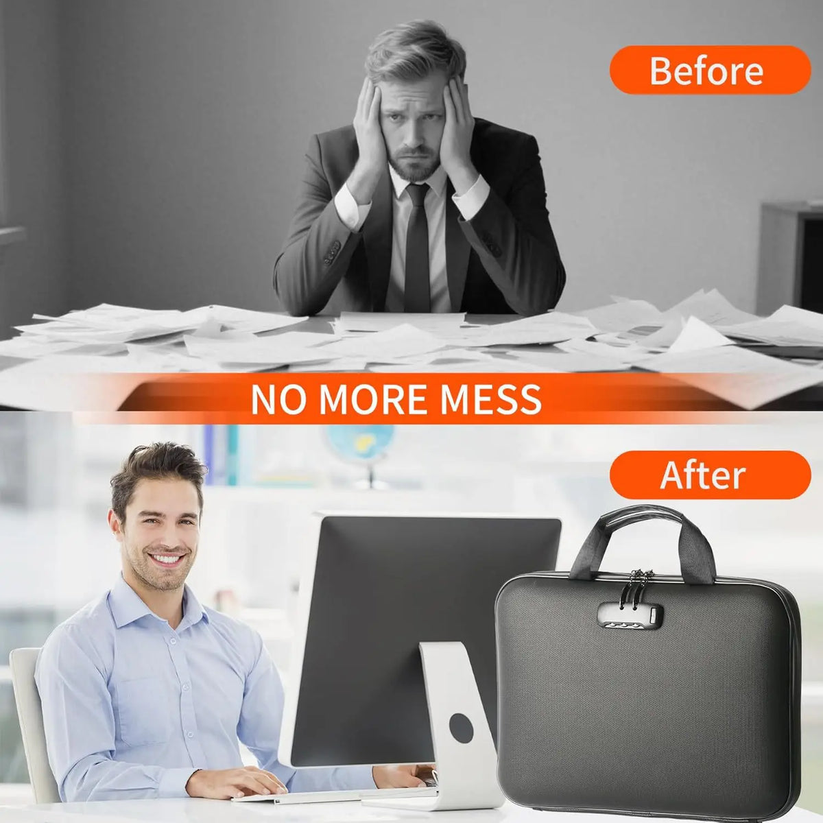 Fireproof Waterproof Document Bag Portable Hard Case Certificates