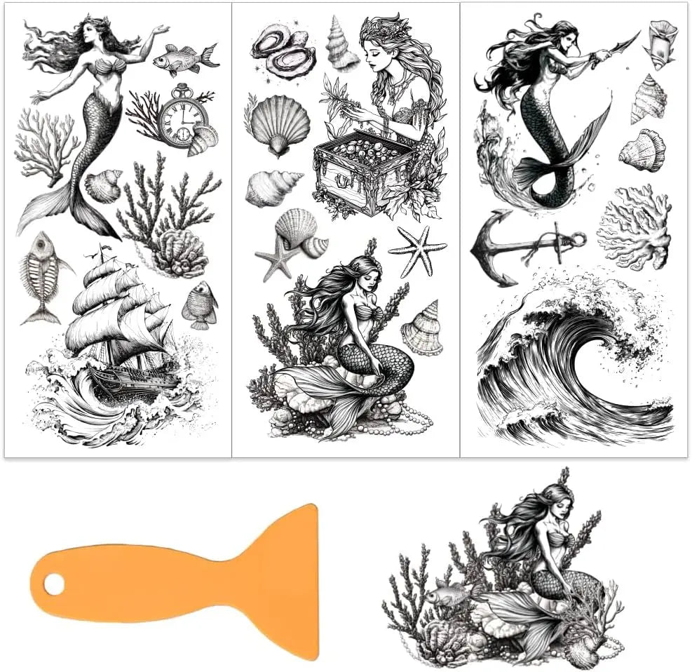 Mermaid Rub-On Transfers for Furniture & Crafts | 3-Sheet Set