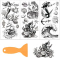 Mermaid Rub-On Transfers for Furniture & Crafts | 3-Sheet Set