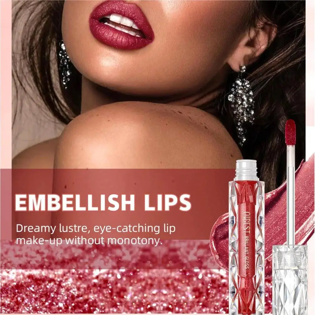 QiBest Diamond Shimmer Lip Gloss – 10 Colors Glitter Pearl Glaze