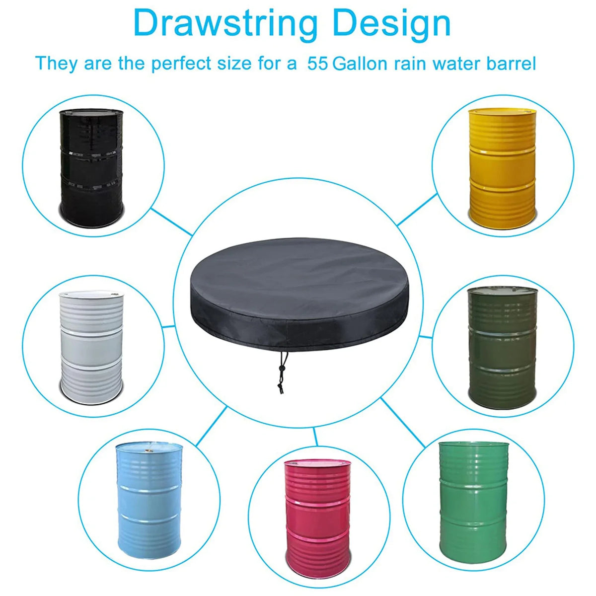 210D Oxford Cloth Drum Lid Cover Waterproof Stock Tank Pool UV