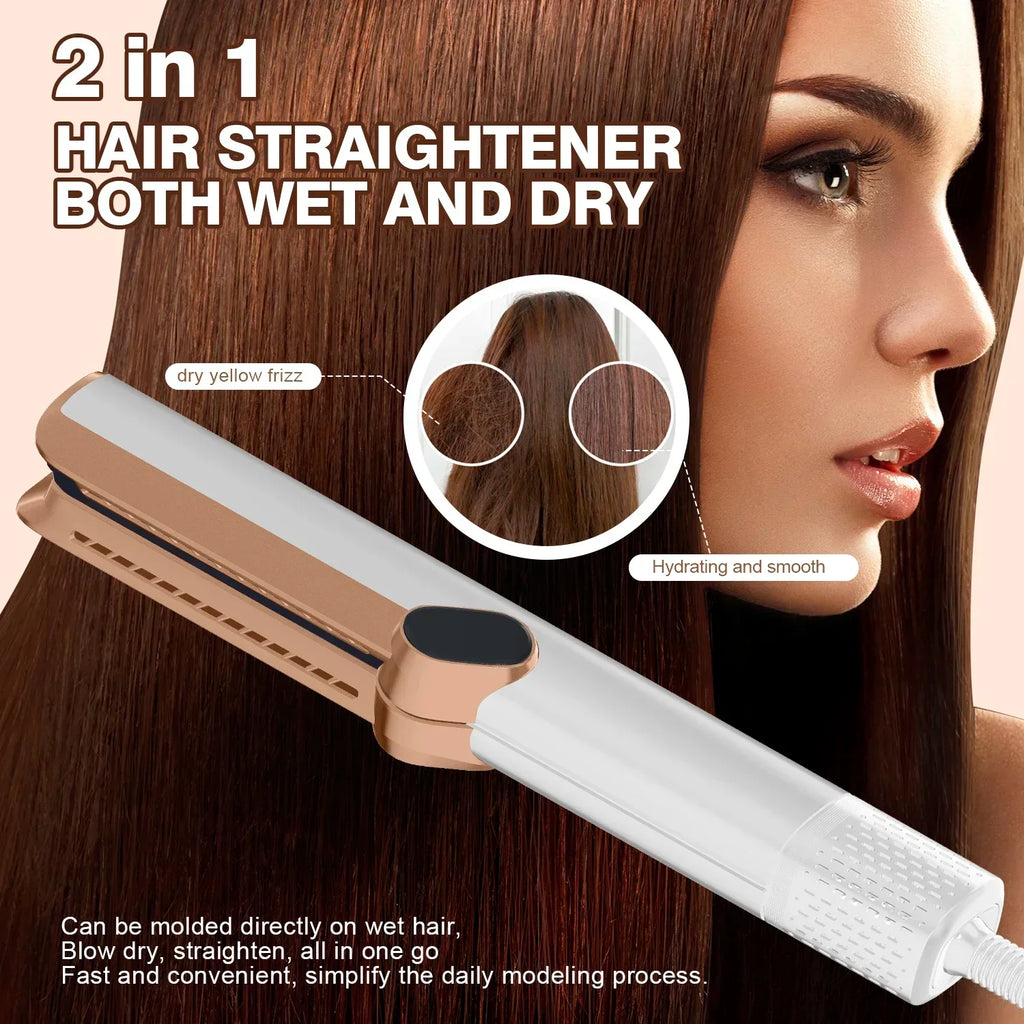 2-in-1 LCD Hair Straightener & Air Dryer | Wet & Dry