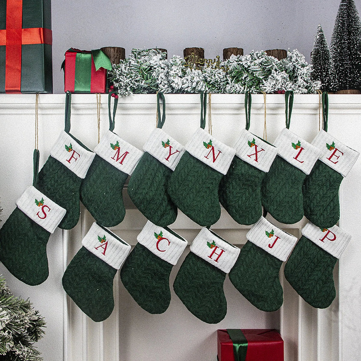 Embroidered Knit Christmas Stocking | Festive Holiday Décor