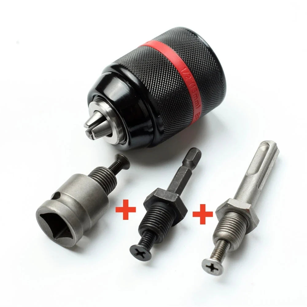 Keyless Drill Chuck 1/2-20UNF 2–13mm Self-Tightening 3-Jaw