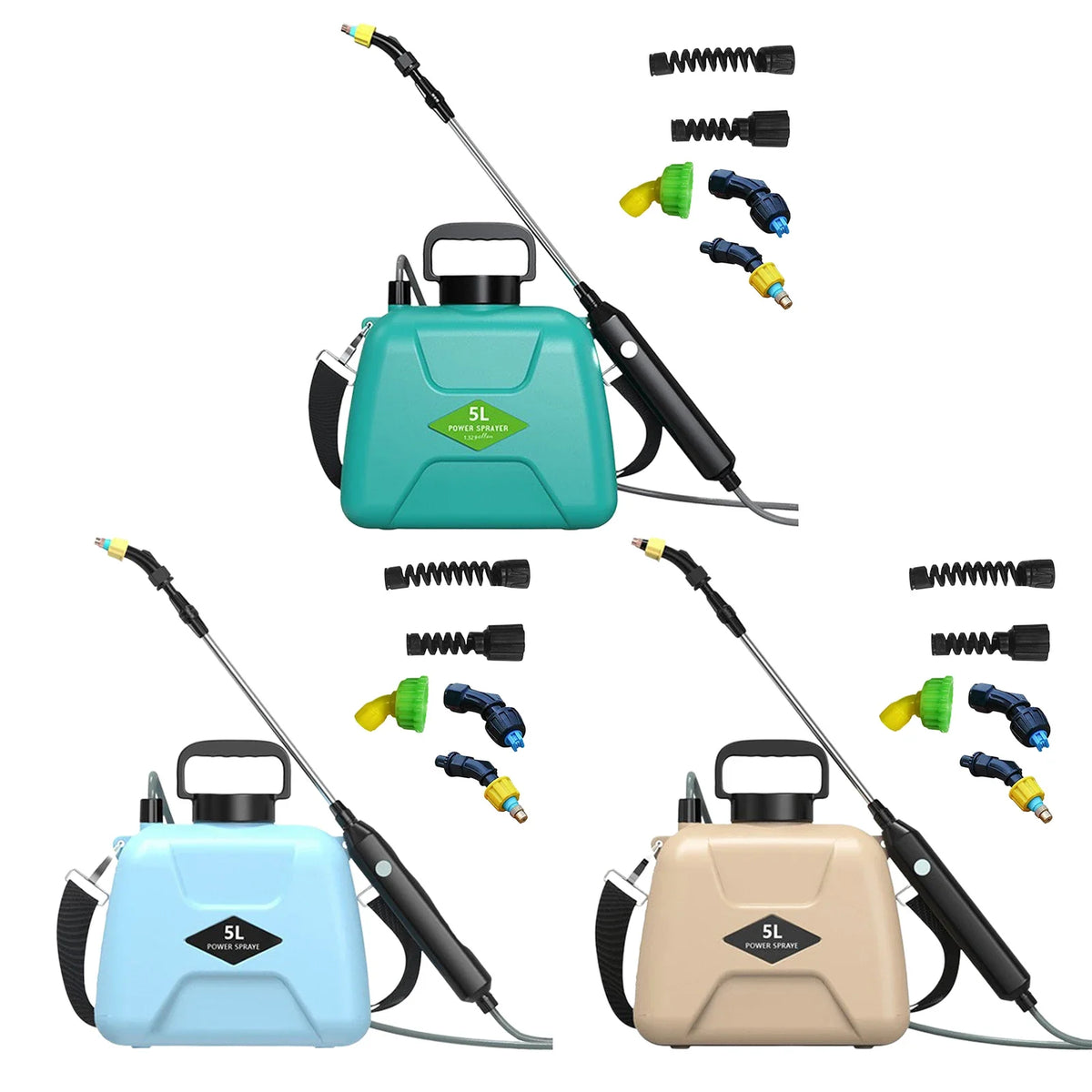 Garden Sprayer 3 Mist Nozzles Rechargeable Retractable Wand Water