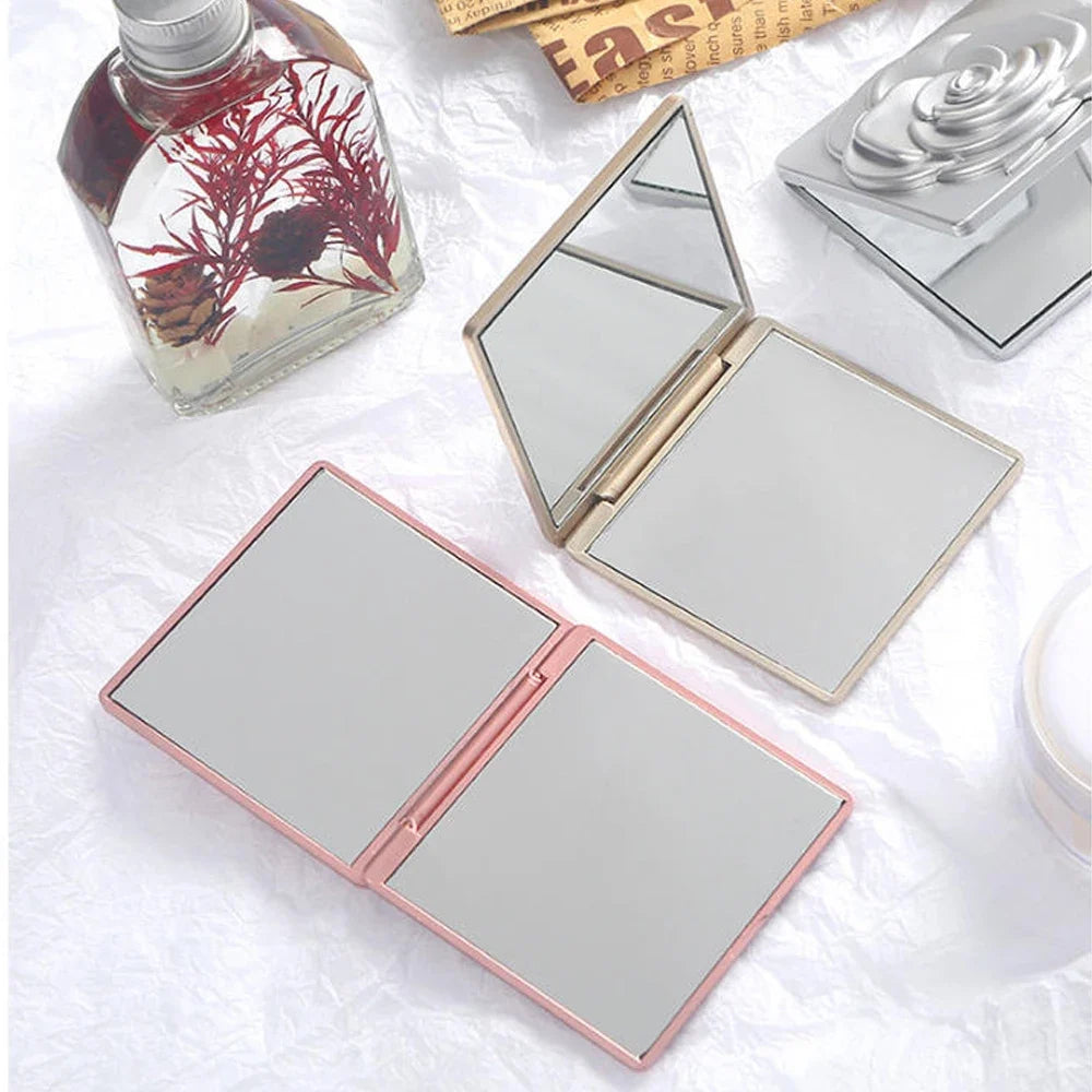 Square Rose Mirror Storage Bag Lady Portable Handheld Folding