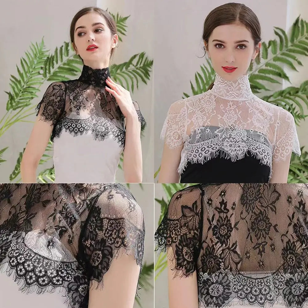 Women's Lace Detachable Fake Collar – Embroidered Lapel Scarf