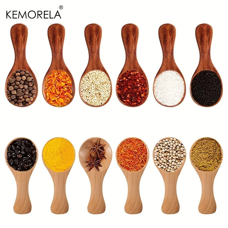 Mini Wooden Spoons – Coffee, Tea, Sugar & Spice Scoops Set