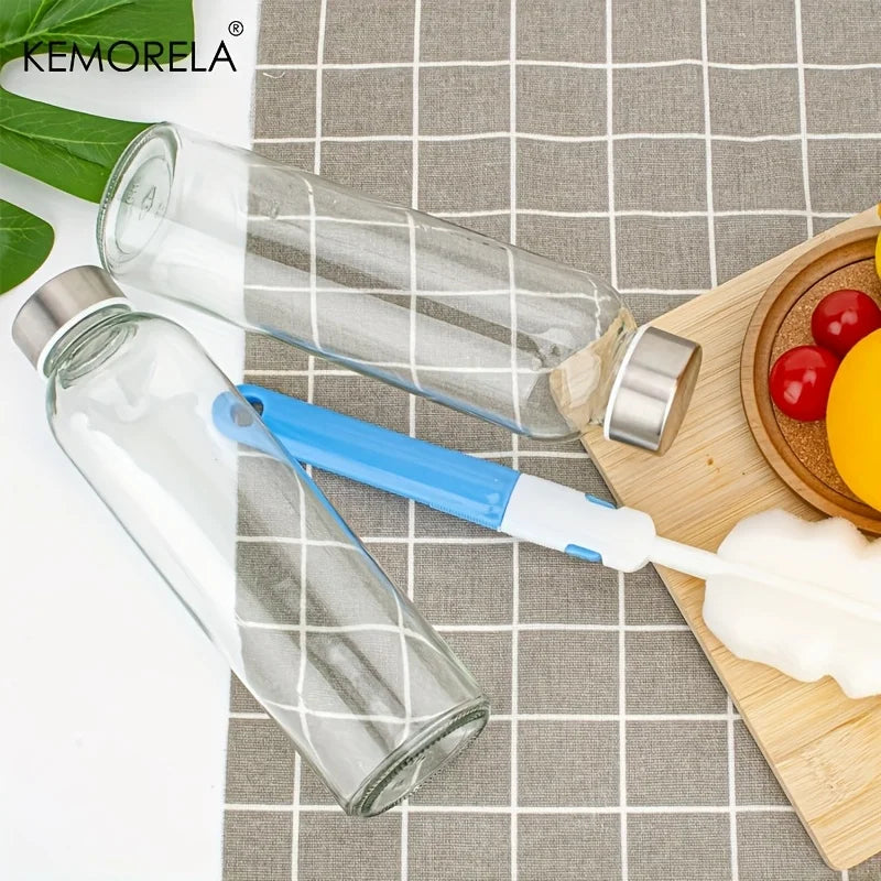 KEMORELA 530ml Clear Glass Bottles with Stainless Steel Lids 3/4/6pk