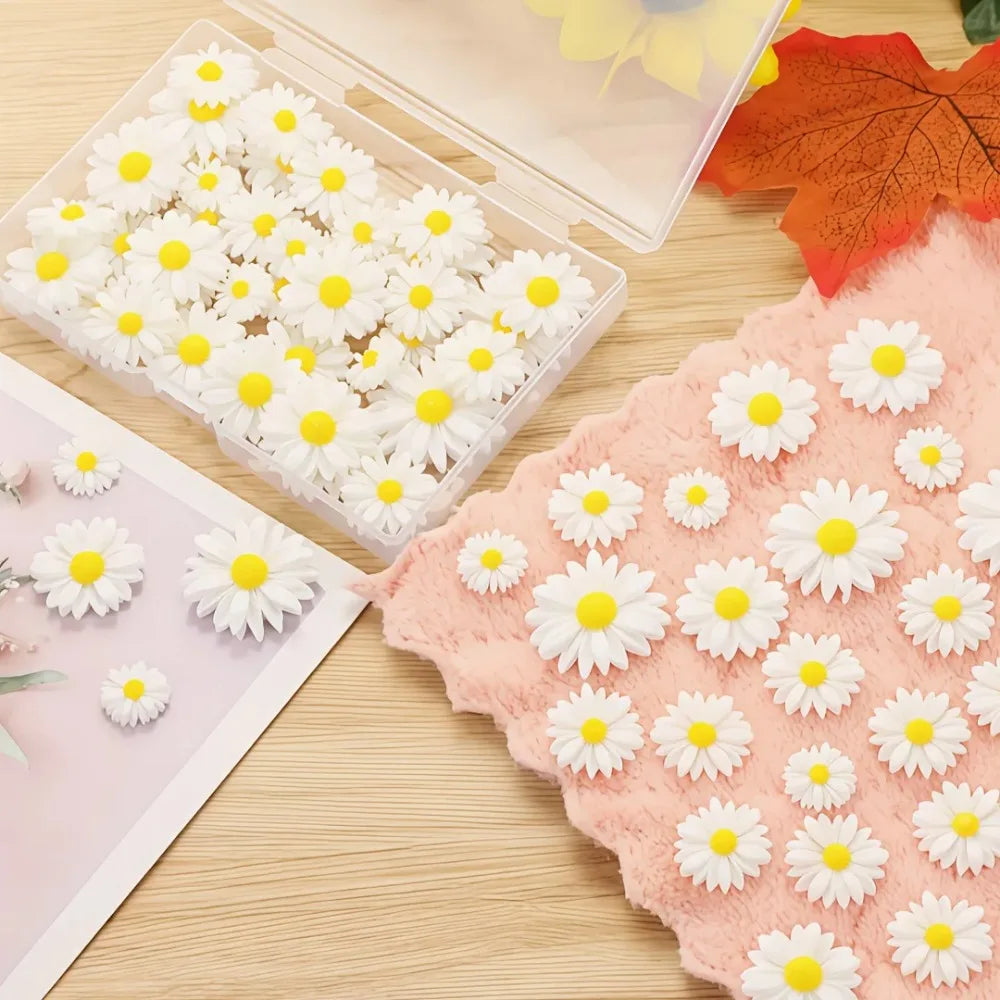 3D Daisy Nail Charms – Resin Flatback Nail Art Decorations