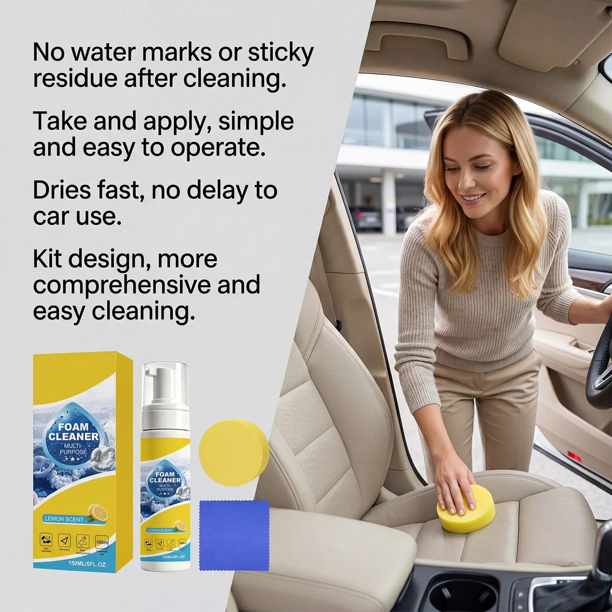 Multipurpose Foam Cleaning Kit – Car Interior & Home Surfaces