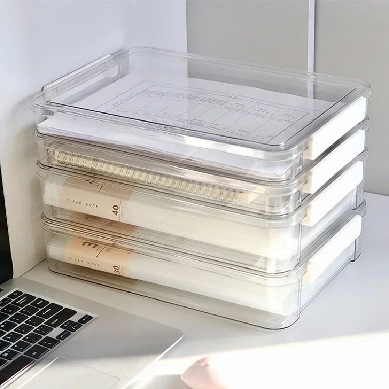 Transparent A4 Document File Storage Box | Paper Organizer