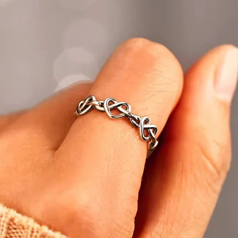 Huitan Hollow Heart Ring for Women – Dainty Brass Fashion Ring