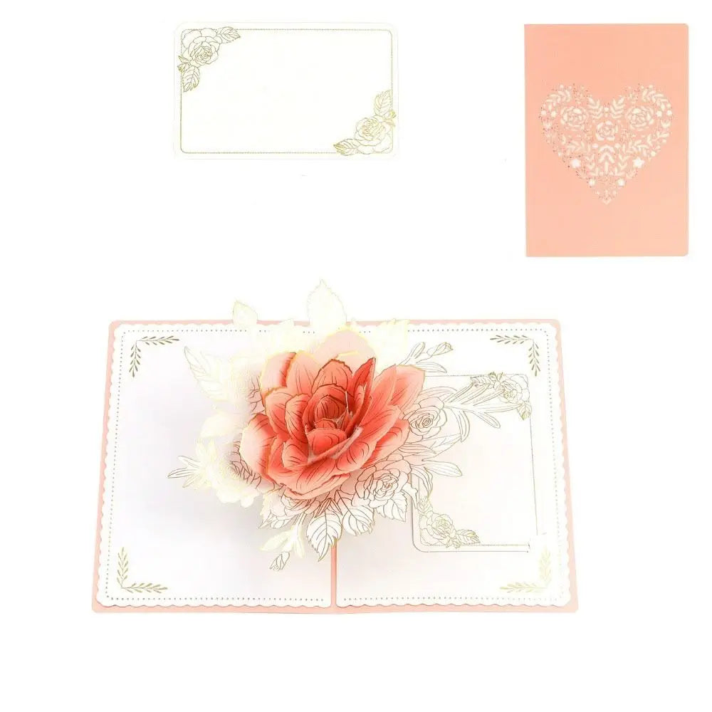 Pop Up 3D Rose Flower Card with Envelope | Wedding & Gift