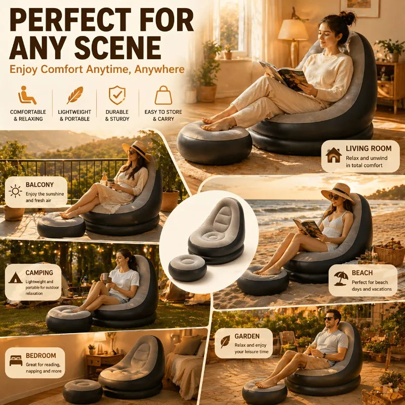 Lounge Chair & Footrest Ottoman Set – High Back Recliner
