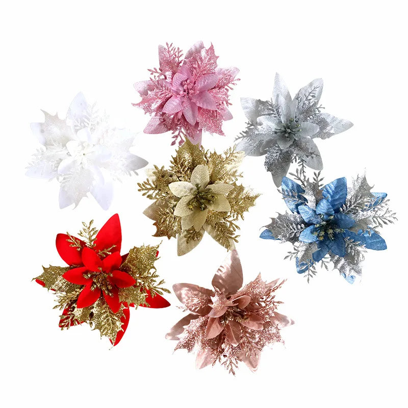 Artificial Allium Flowers Flocked Fabric Powdered Christmas
