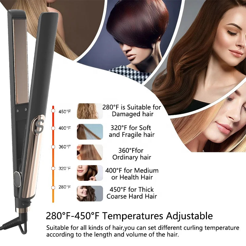 2-in-1 Tourmaline Ceramic Hair Straightener & Curling Iron