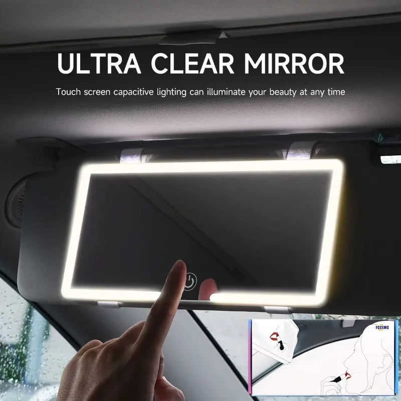Car Sun Visor LED Vanity Mirror – Rechargeable HD Makeup Mirror