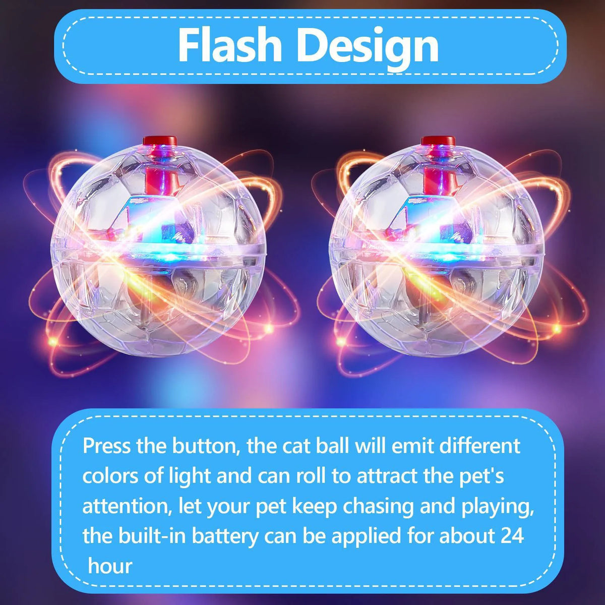 LED Motion-Activated Cat Balls – Interactive Light-Up Pet Toys 3pk
