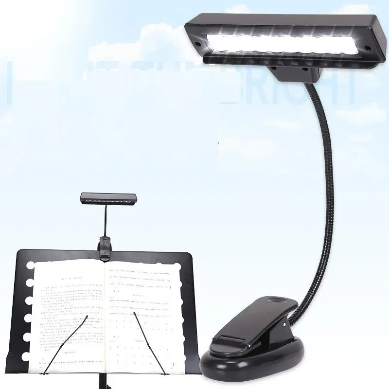 10 LED White Reading Orchestral Sheet Music Stand Light Lamp Battery