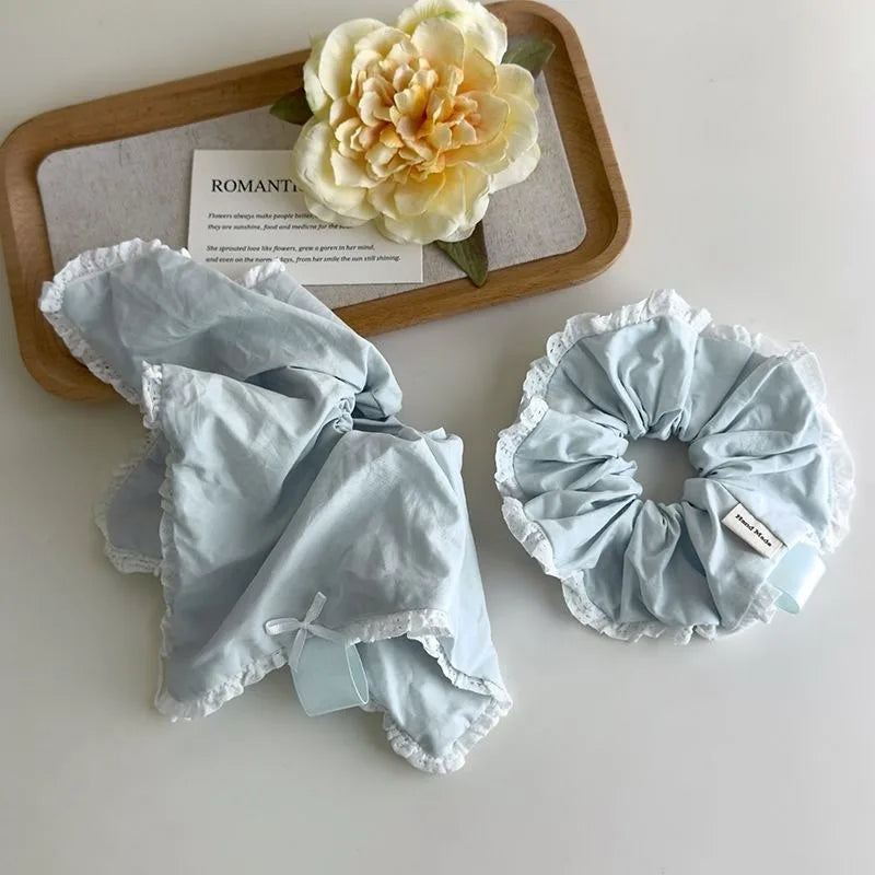 Women's Light Blue Hair Scrunchie – Korean Minimalist Hair Tie