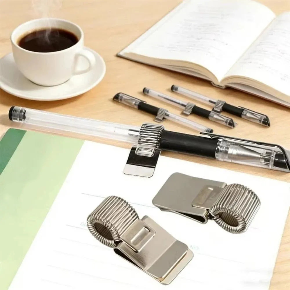 Retro Metal Spring Pen Clip – Notebook Pen Holder
