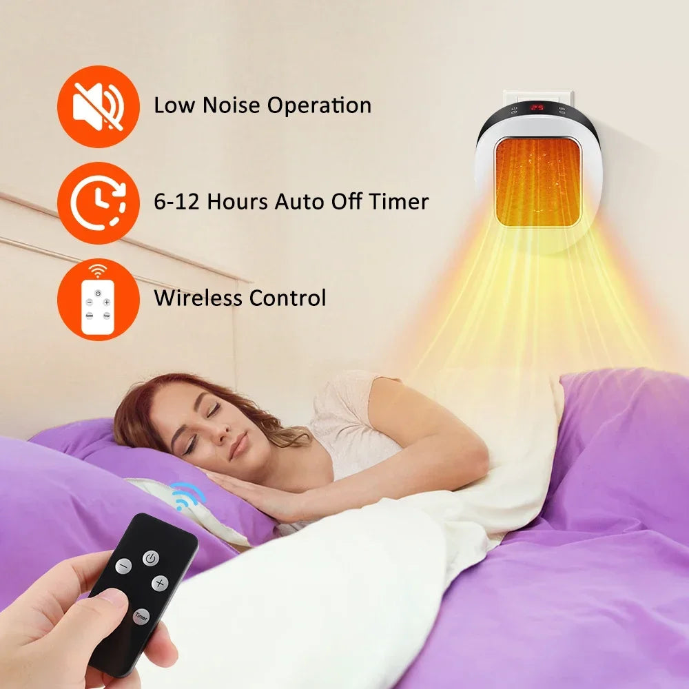 AFDEAL Wall Plug-In Space Heater – Remote, LED Display, 600W