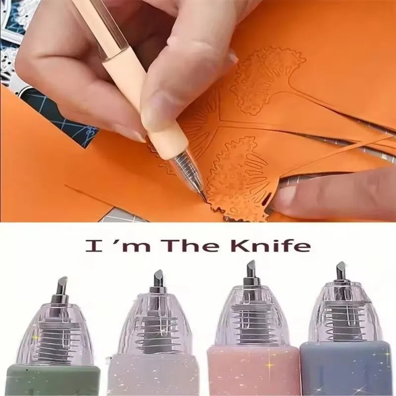 6 Wrapping Cutting Utility Pen Knife Retractable Press Hand Account