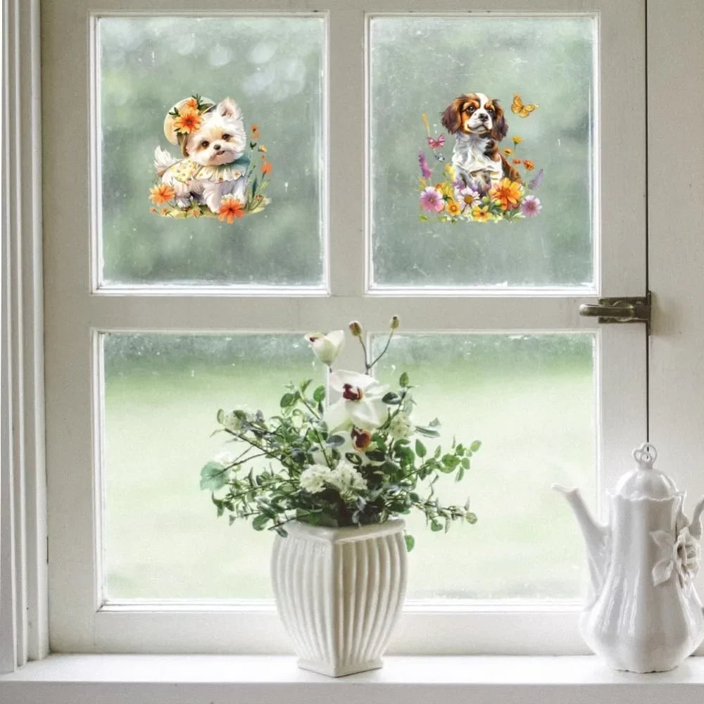 Rub-On Transfer Decals Dogs & Flowers 6×12" 3-Pack UV DTF