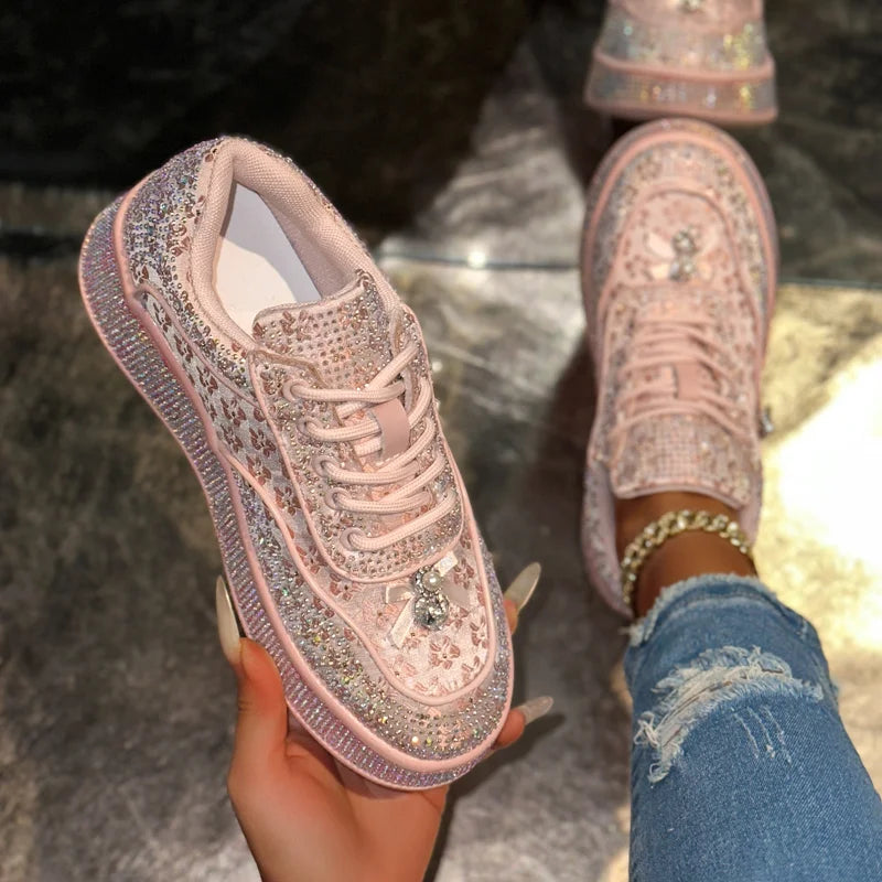 UXST Women's Rhinestone Platform Sneakers | Luxury Casual