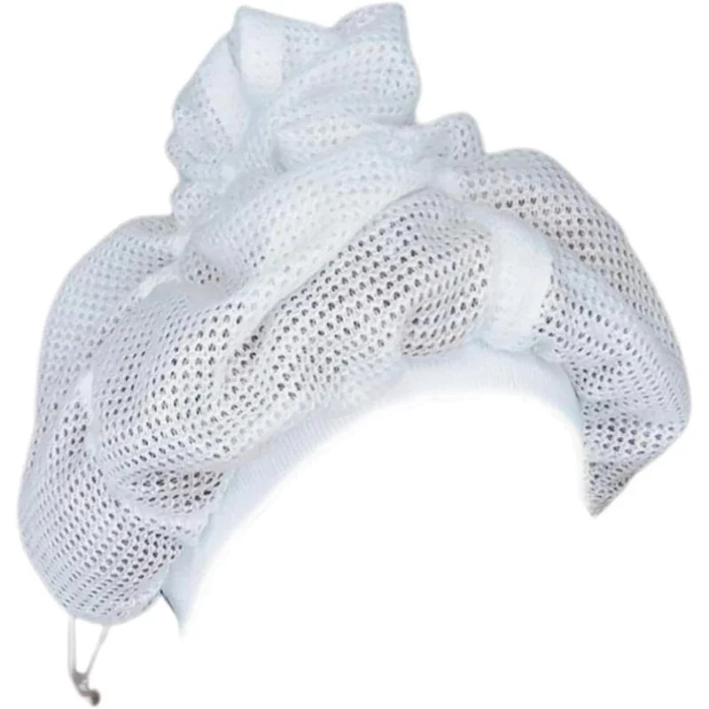 Drawstring Net Plopping Cap | Curly Hair Drying Bonnet