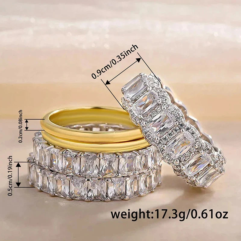 Huitan 5-Pc Cubic Zirconia Wedding Ring Set for Women